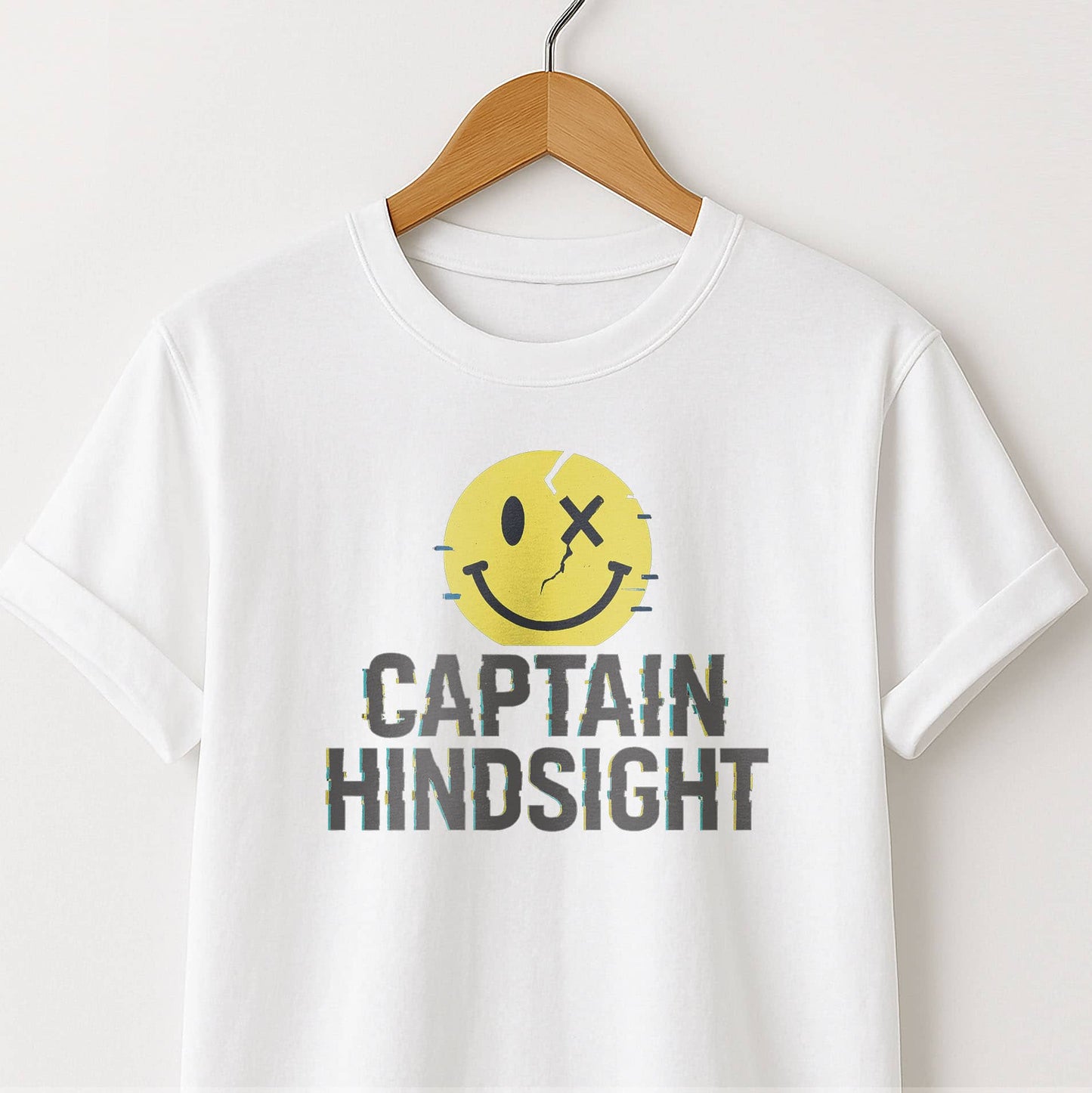 Captain Hindsight Smiley Graphic T-Shirt — Funny Burn Gift