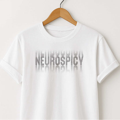 Neurospicy Graphic T-Shirt — Bold Reflective Typography Tee