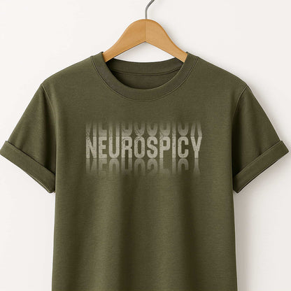 Neurospicy Graphic T-Shirt — Bold Reflective Typography Tee