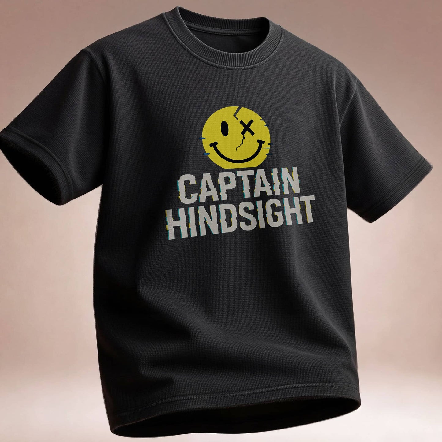 Captain Hindsight Smiley Graphic T-Shirt — Funny Burn Gift