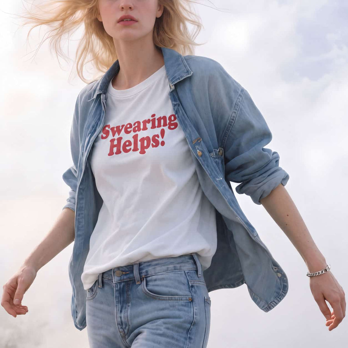 Swearing Helps! T‑Shirt — Funny Sarcastic Quote Tee