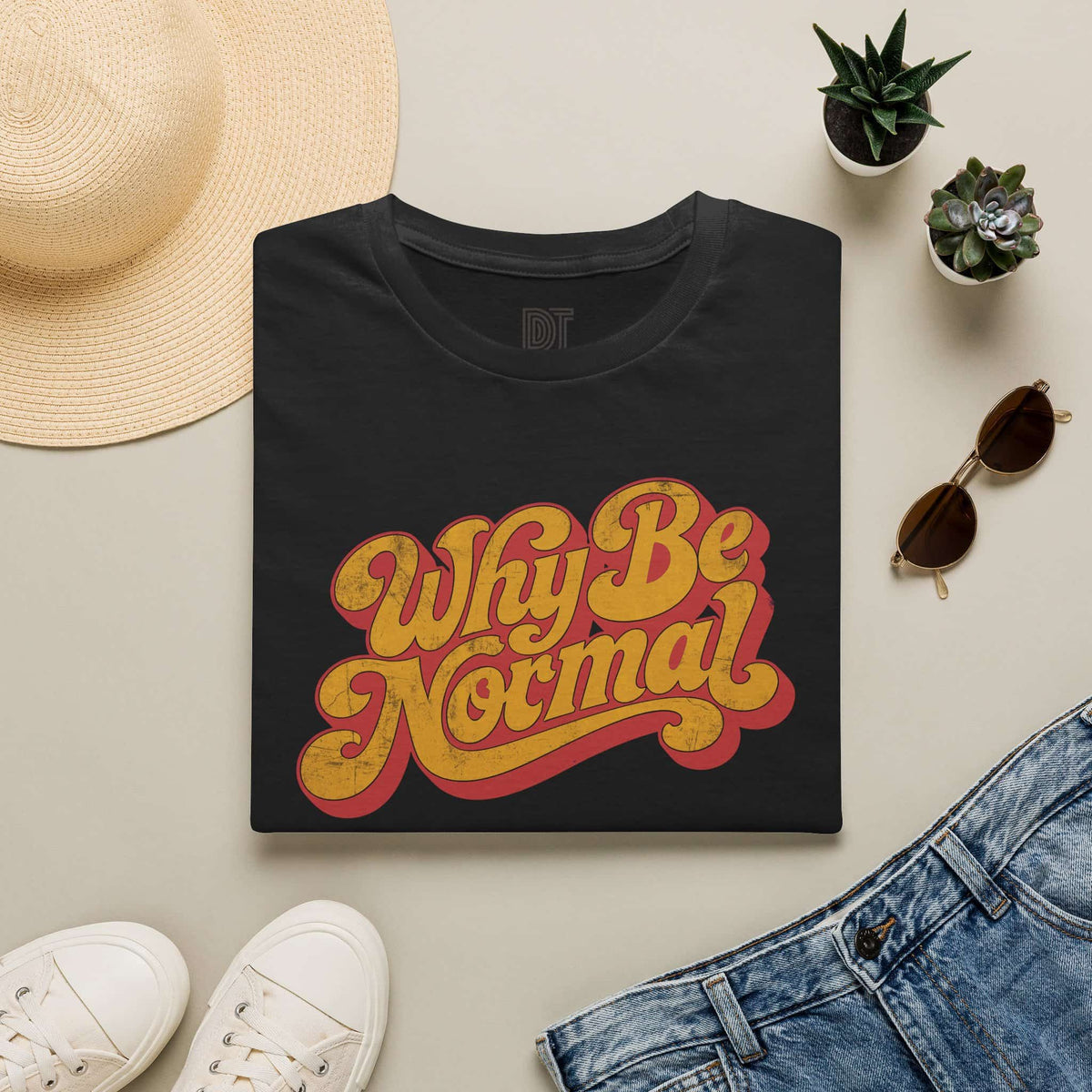 Why Be Normal Retro Graphic T-Shirt